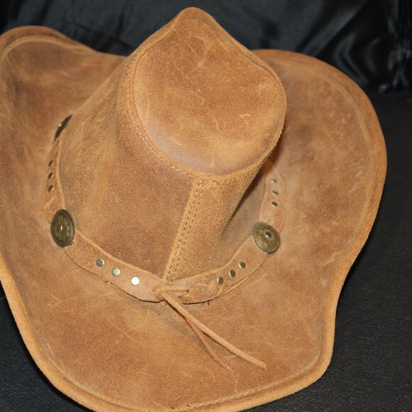 Minnetonka “The SILVERTON COWBOY HAT” Genuine Leather Size 21" band - Picture 4 of 7
